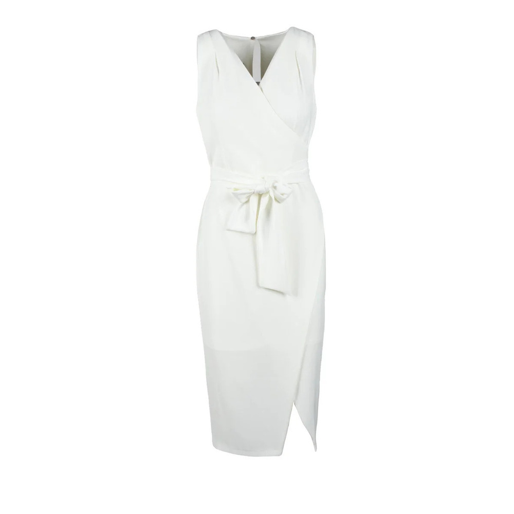 ACCESS FASHION Sleeveless Midi Dress with Wrap Bodice